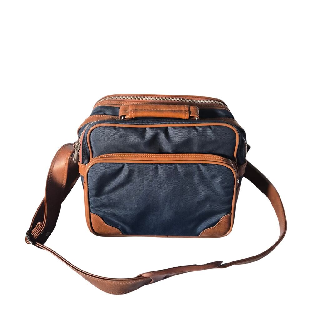 Vintage Nylon Faux Leather Messenger Crossbody Camera Bag